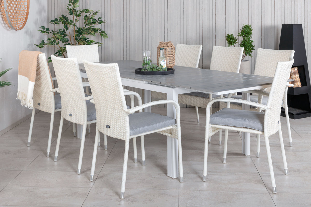 Venture Design Levels & Anna Matbord 160x100x75 + Matstolar Vit