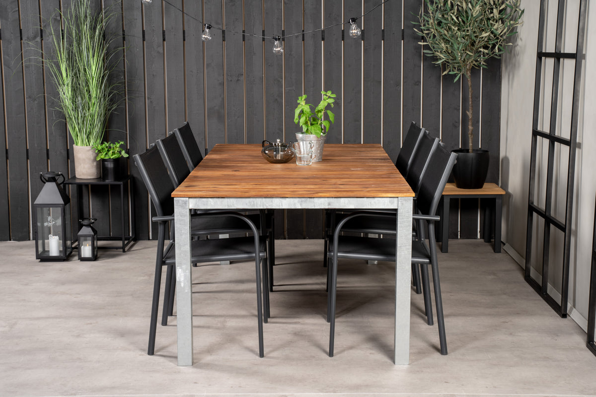 Venture Design Santorini & Zenia Matstolar Svart + Matbord 201 x 100