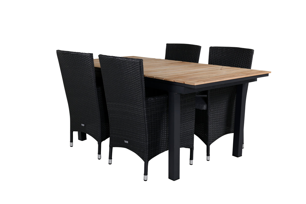Venture Design Mexico & Malin Matbord 90x180/240 + Matstolar Svart
