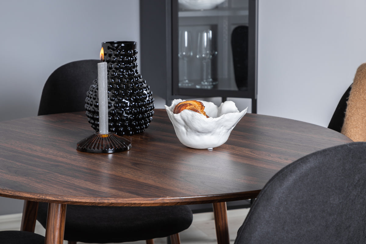 Venture Design Plaza & Polar Runda Matbord ⌀100 Valnöt + Matstolar 2-pack Svart