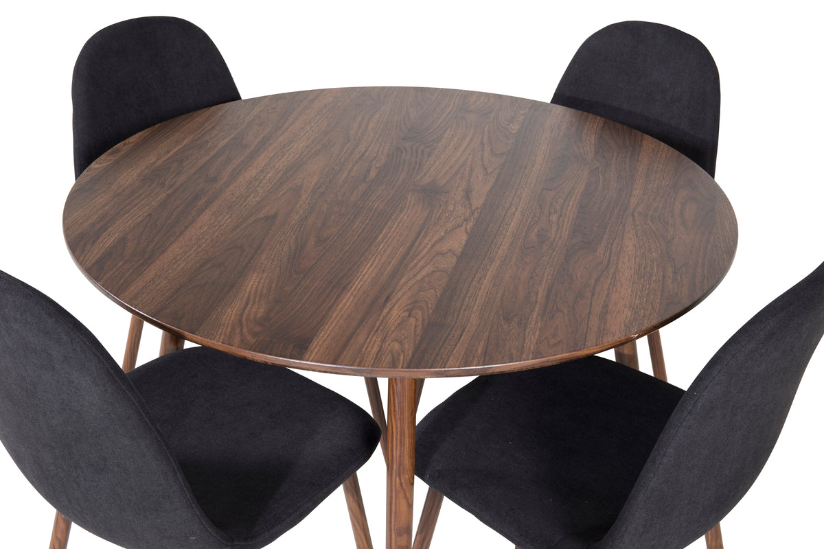 Venture Design Plaza & Polar Runda Matbord ⌀100 Valnöt + Matstolar 2-pack Svart