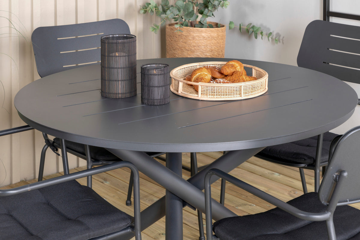 Venture Design Nicke & Alma Matstolar Svart + Matbord ⌀120