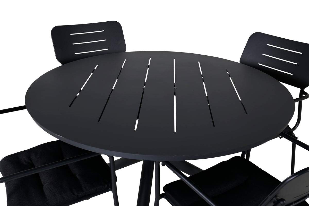 Venture Design Nicke & Alma Matstolar Svart + Matbord ⌀120