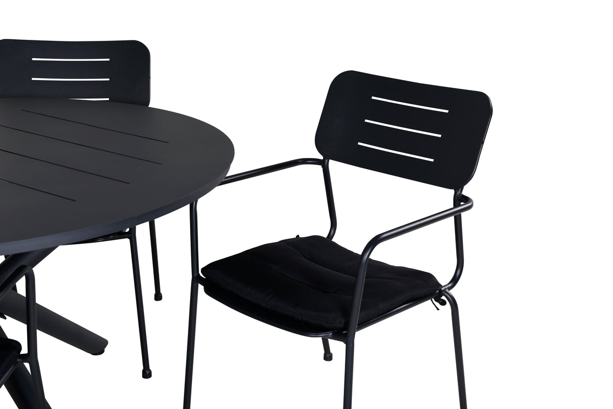 Venture Design Nicke & Alma Matstolar Svart + Matbord ⌀120