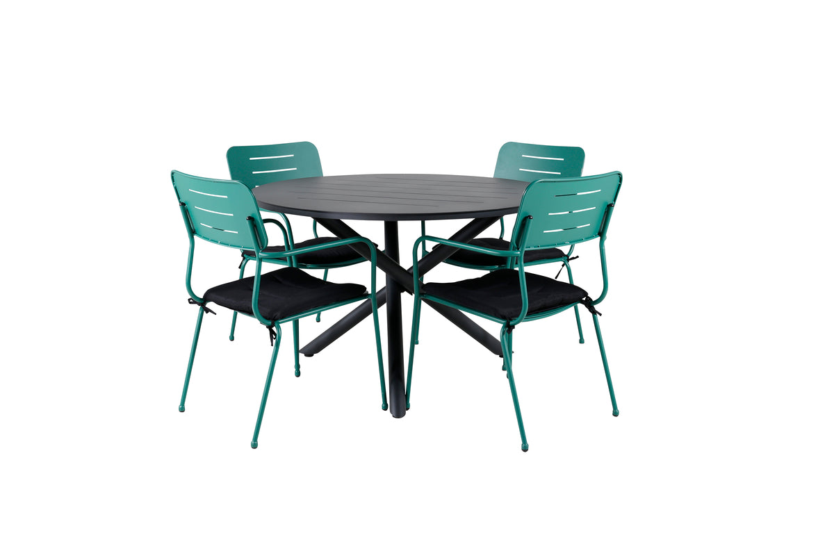Venture Design Nicke & Alma Matstolar Grön + Matbord ⌀120