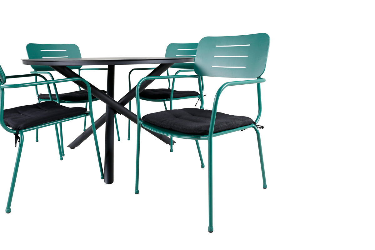 Venture Design Nicke & Alma Matstolar Grön + Matbord ⌀120