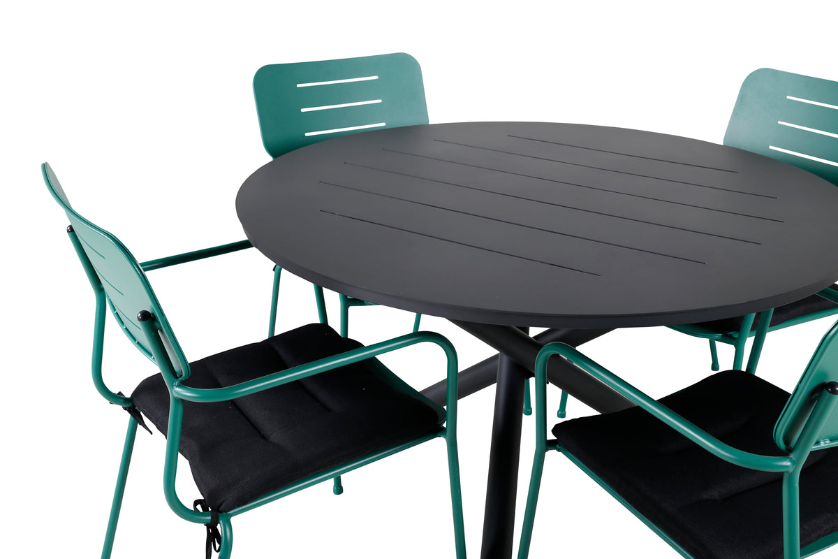 Venture Design Nicke & Alma Matstolar Grön + Matbord ⌀120