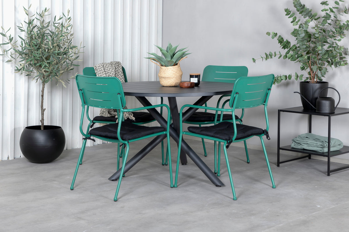Venture Design Nicke & Alma Matstolar Grön + Matbord ⌀120