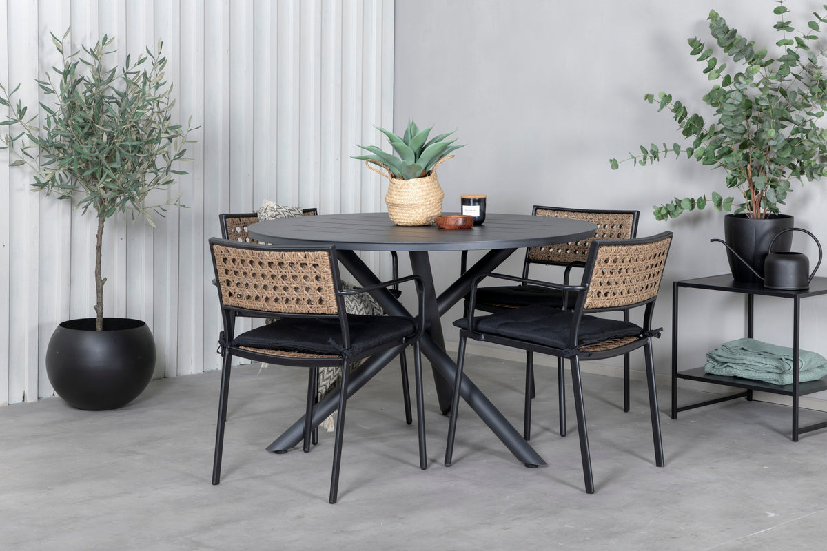 Venture Design Alma & Paola Matbord ⌀120 + Matstolar Natur