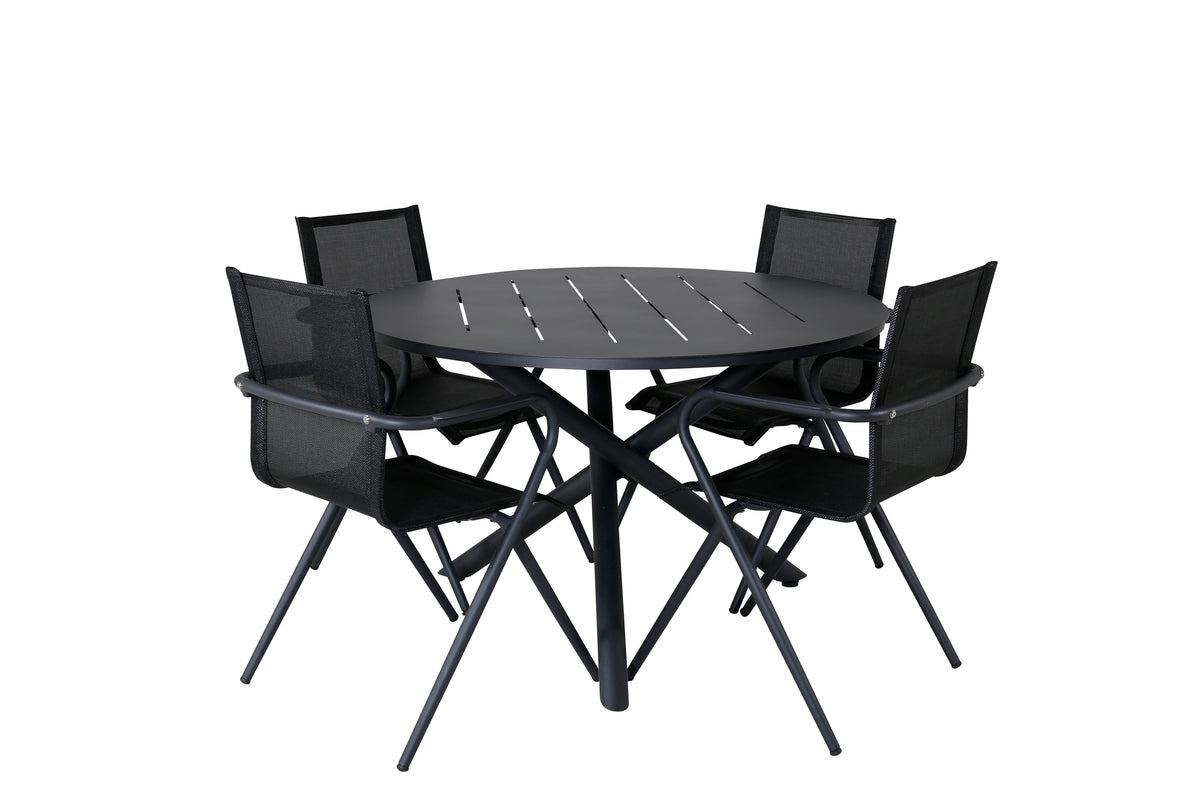 Venture Design Alma & Alina Runda Matbord ø120 Svart + Matstolar 2-pack Svart