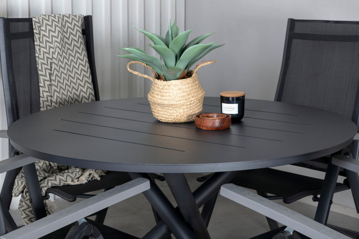 Venture Design Alma & Albany Runda Matbord ⌀120 Svart + Positionsstolar 2-pack Svart