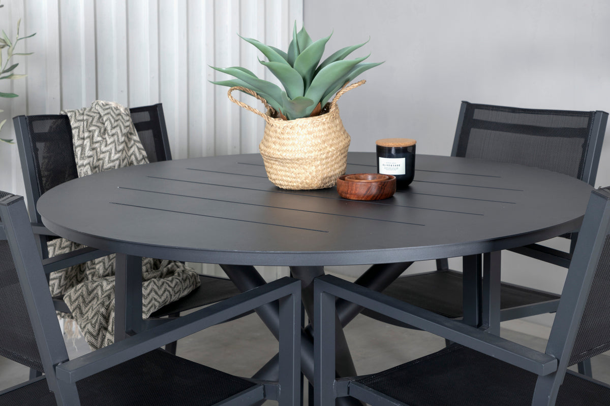 Venture Design Alma & Copacabana Matbord ⌀120 + Matstolar Svart