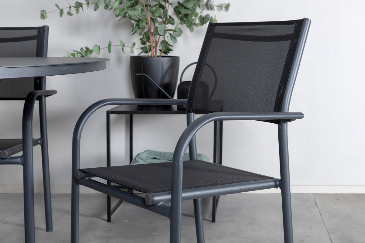 Venture Design Alma & Santorini Matbord ⌀120 + Matstolar Svart