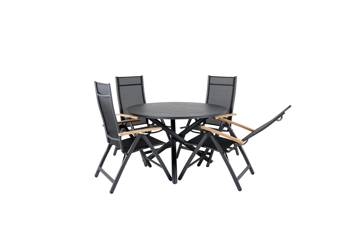 Venture Design Alma & Panama Runda Matbord ⌀120 Svart + Positionsstolar 2-pack Svart