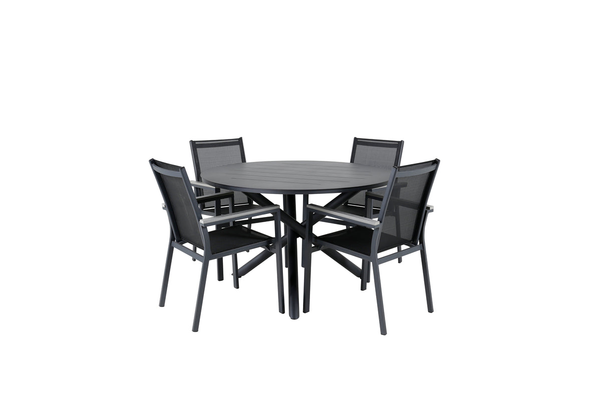 Venture Design Alma & Parma Matbord ⌀120 + Matstolar Svart