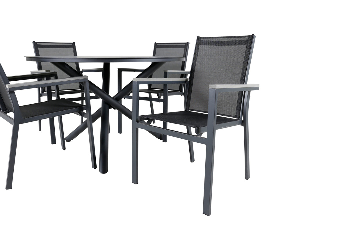 Venture Design Alma & Parma Matbord ⌀120 + Matstolar Svart