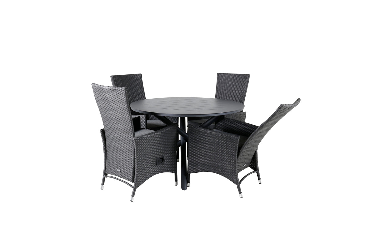 Venture Design Alma & Padova Matbord ⌀120 + Reclinerstolar Svart