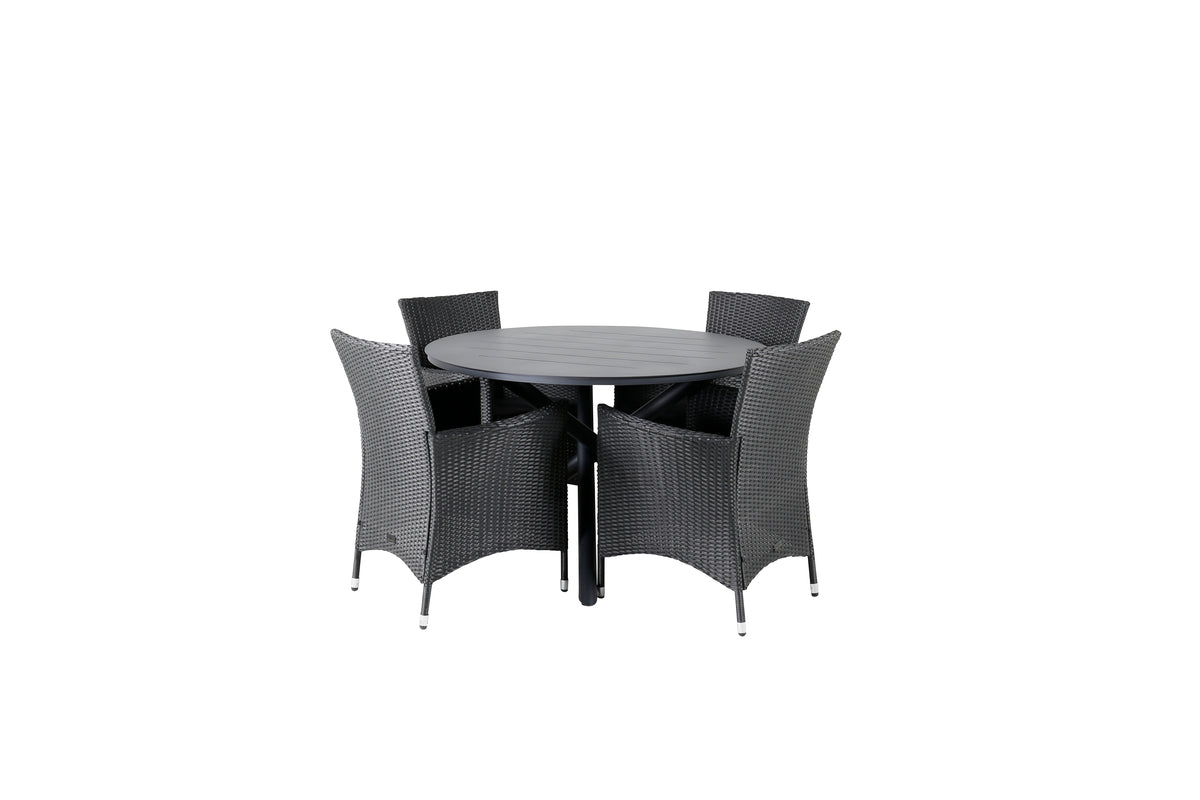 Venture Design Alma & Knick Matbord ⌀120 + Matstolar Svart