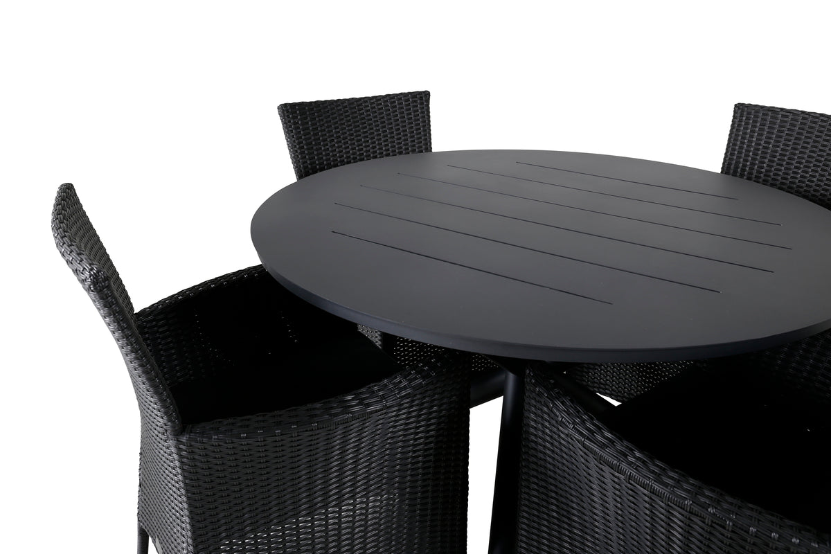 Venture Design Alma & Knick Matbord ⌀120 + Matstolar Svart