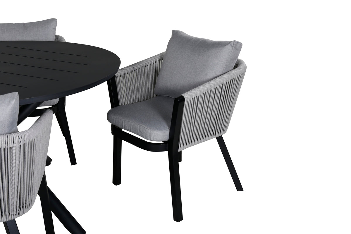 Venture Design Alma & Virya Matbord ⌀120 + Matstolar Grå