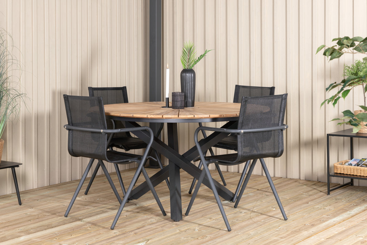 Venture Design Alina & Mexico Matstolar Svart + Matbord ⌀140