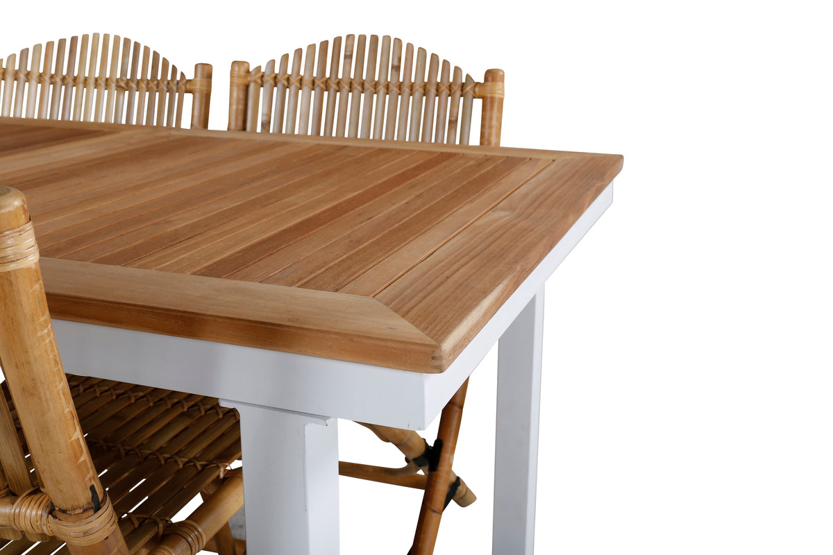 Venture Design Cane & Panama Caféstolar Natur + Matbord 160 x 90
