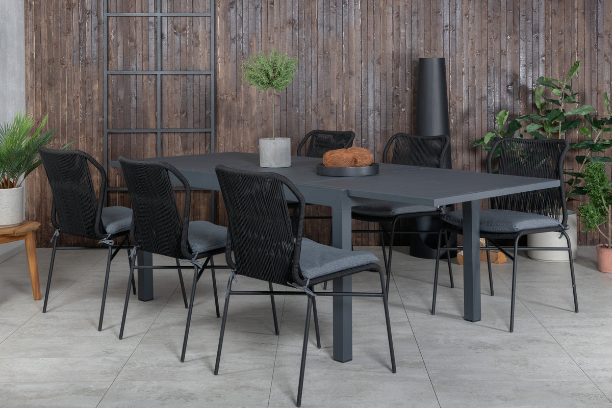 Venture Design Julian & Marbella Matstolar Svart + Matbord 240x100