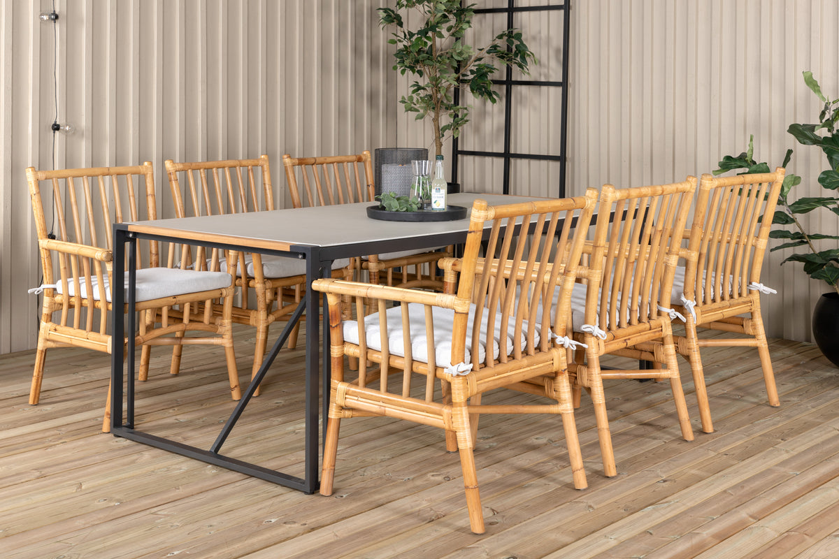 Venture Design Cane & Texas Caféstolar Natur + Matbord 200x100