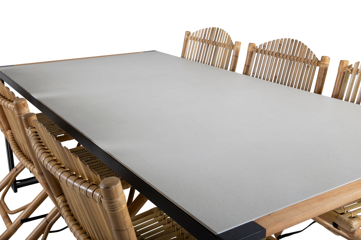 Venture Design Cane & Texas Caféstolar Natur + Matbord 200x100
