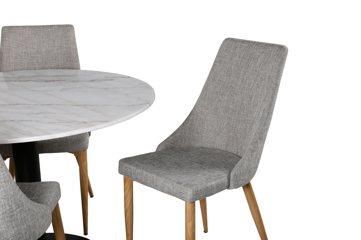 Venture Design Leone & Estelle Matstolar 2-pack Ljusgrå + Runda Matbord ⌀106 Vit