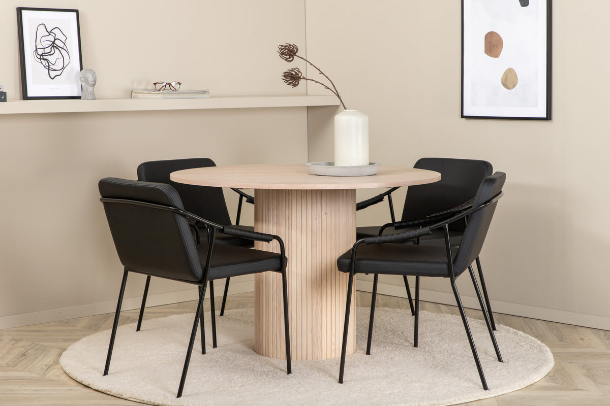 Venture Design Tvist & Bianca Matstolar Svart + Matbord ⌀110