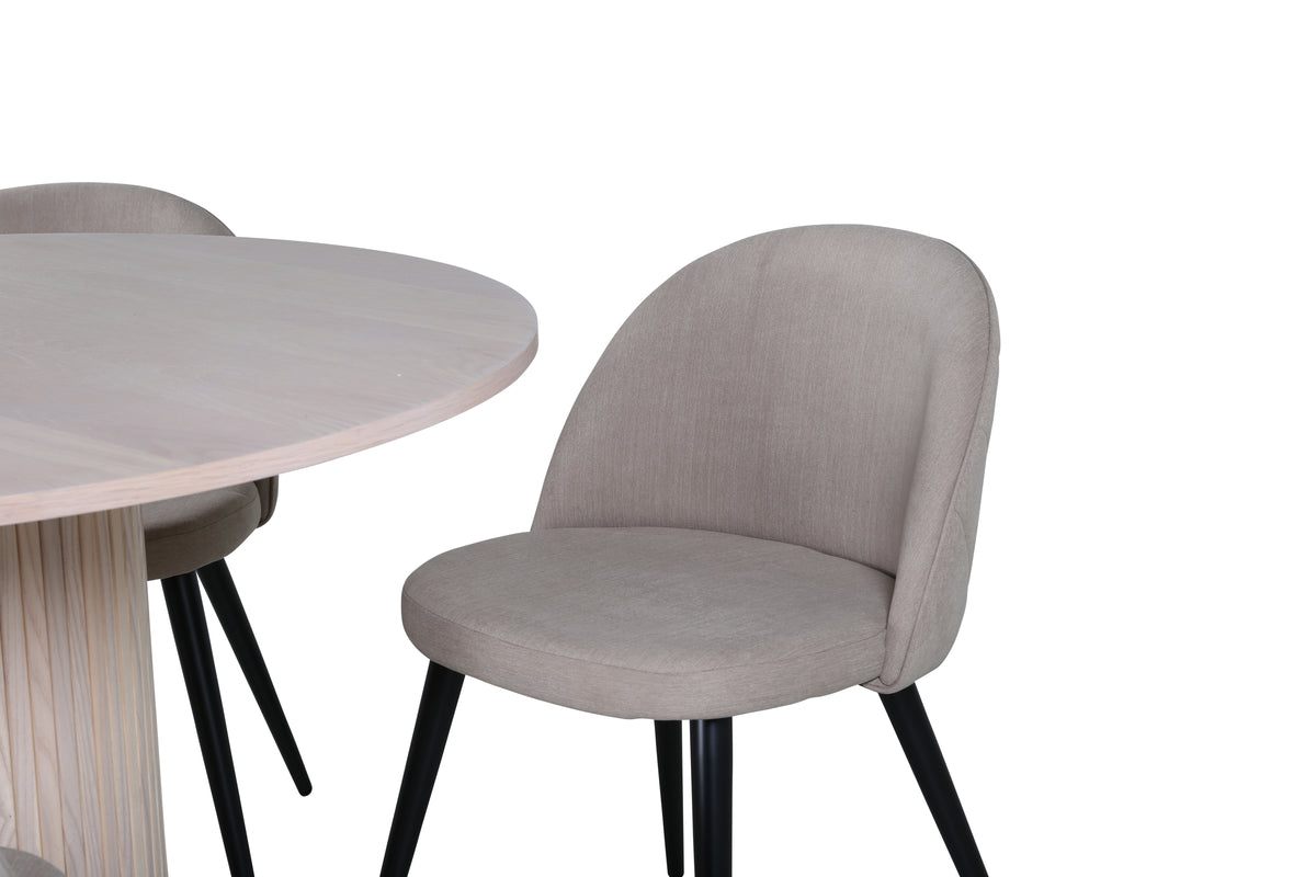 Venture Design Bianca & Velvet Runda Matbord ⌀110 Vitputsad + Matstolar 2-pack Beige