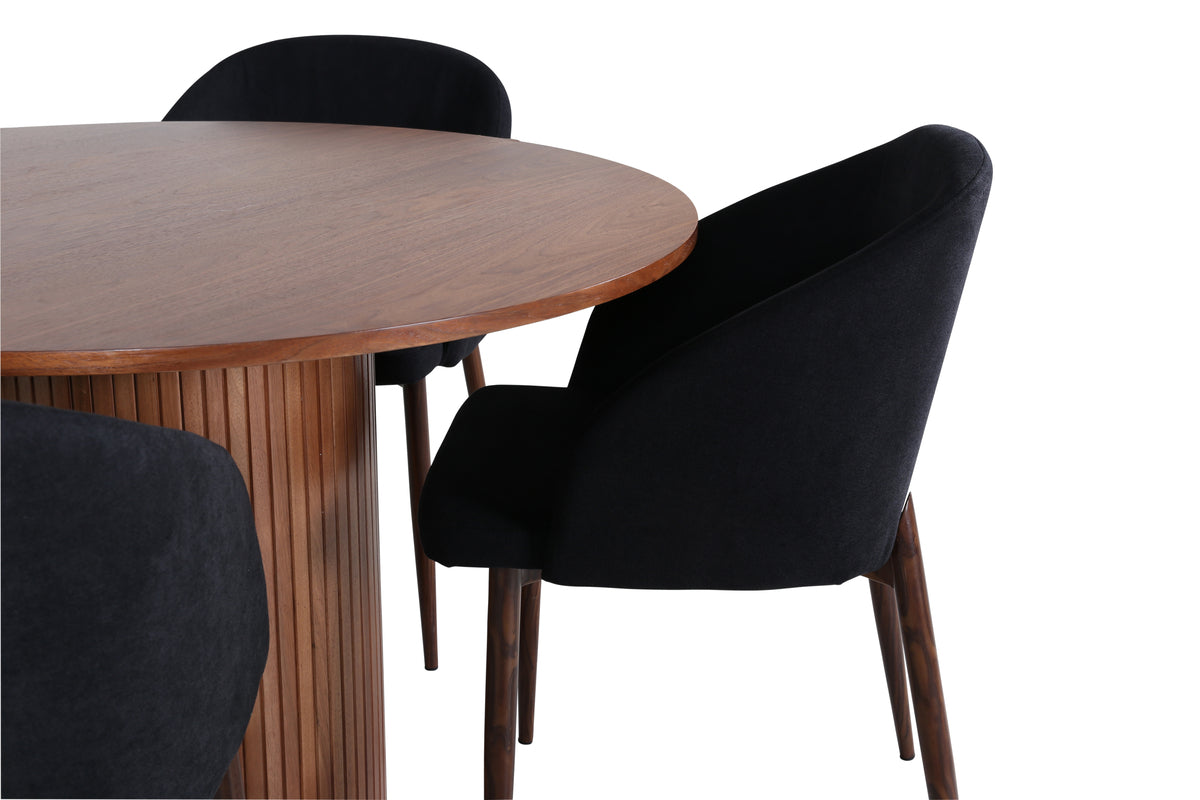 Venture Design Arch & Bianca Matstolar 2-pack Svart + Runda Matbord ⌀110 Valnöt