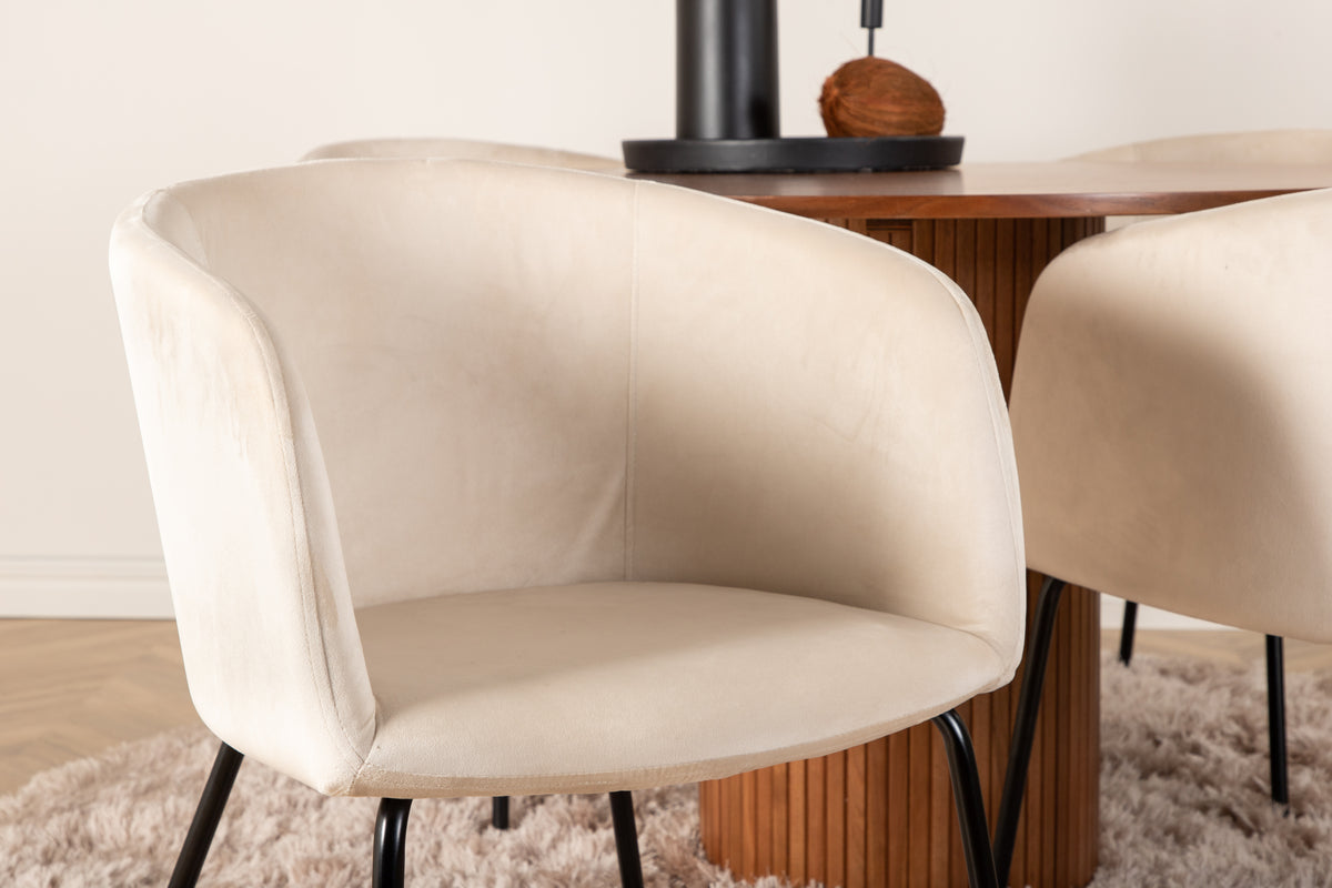 Venture Design Berit & Bianca Matstolar Beige + Matbord ⌀110
