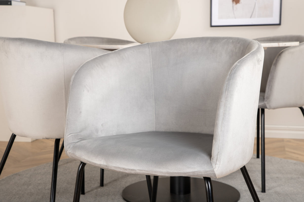Venture Design Berit & Estelle Matstolar Grå + Matbord ⌀106