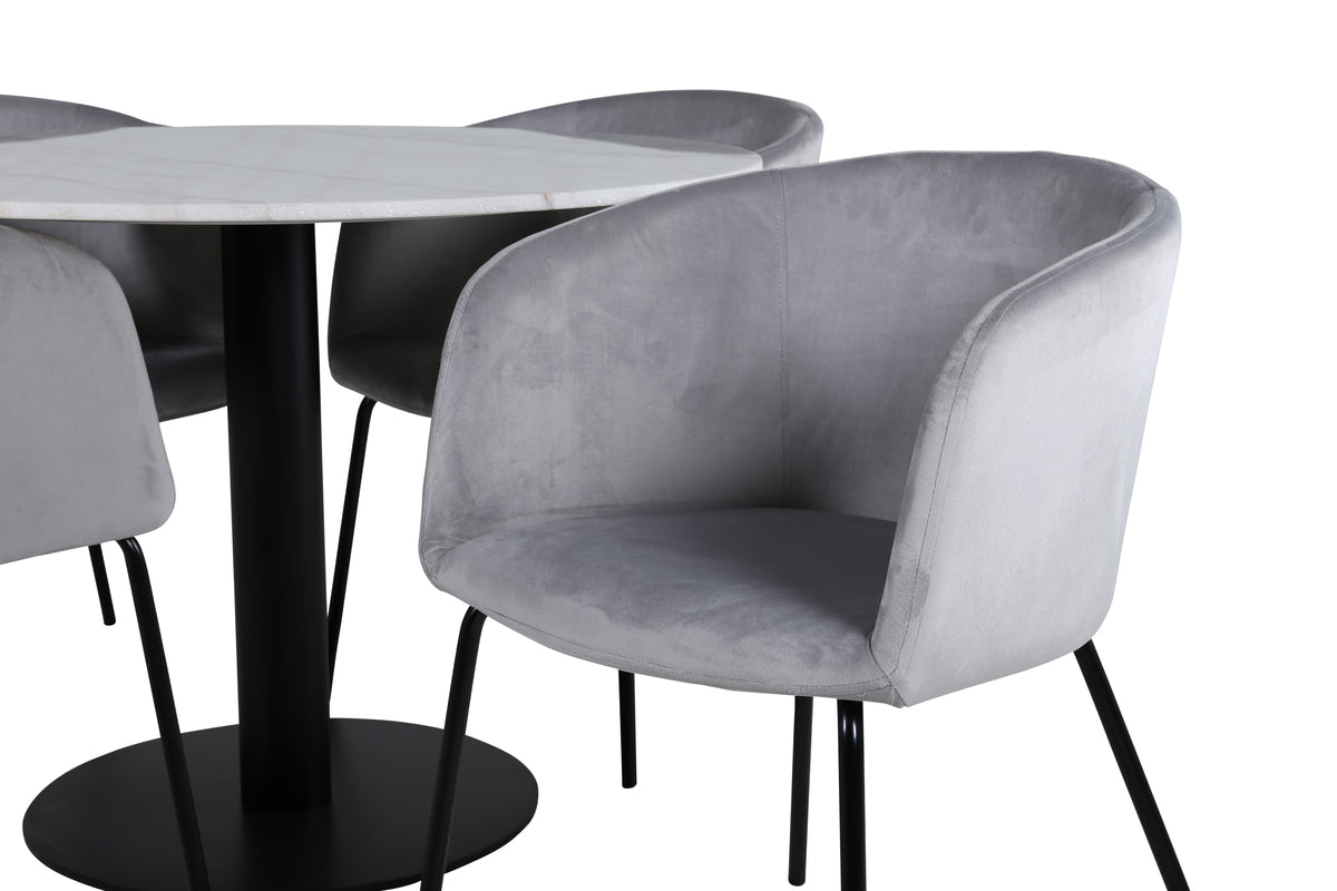 Venture Design Berit & Estelle Matstolar Grå + Matbord ⌀106