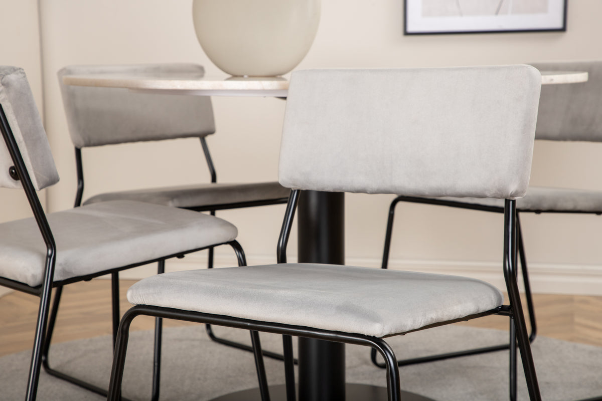 Venture Design Kenth & Estelle Matstolar Grå + Matbord ⌀106