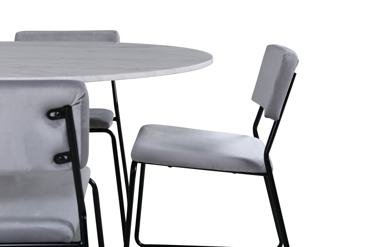 Venture Design Kenth & Estelle Matstolar Grå + Matbord ⌀106