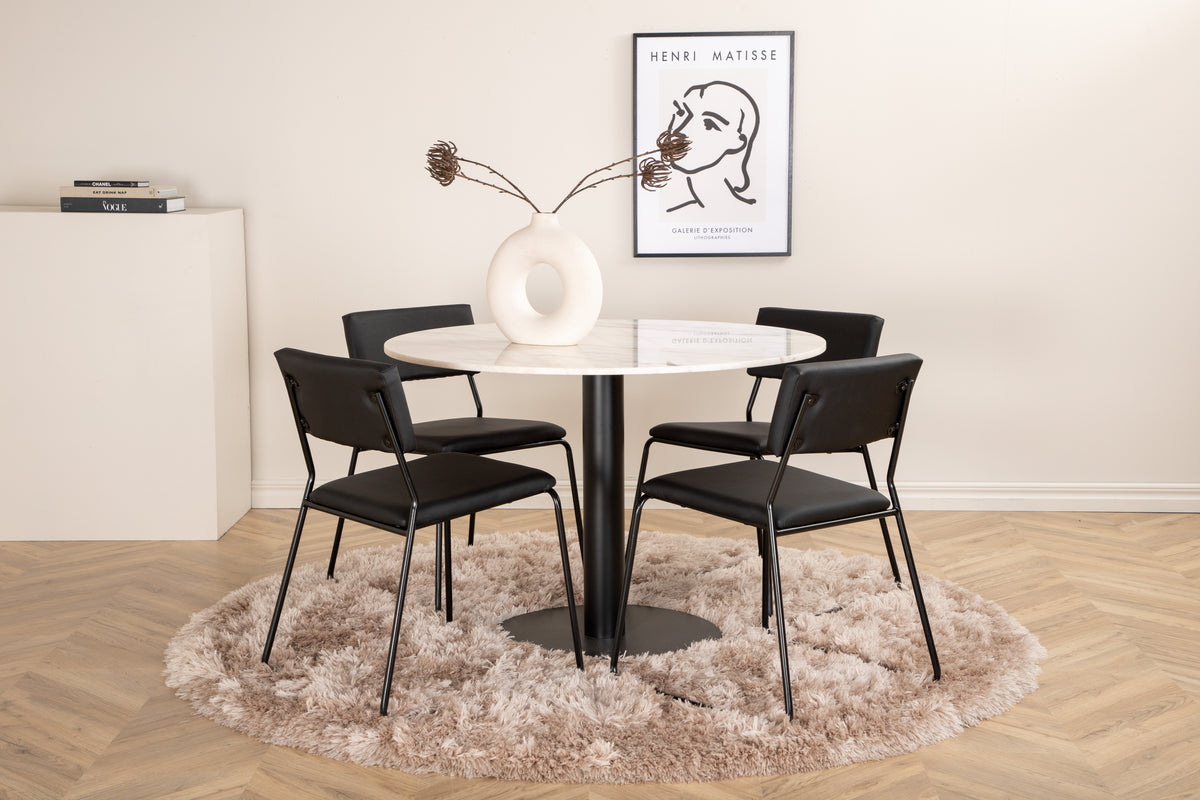 Venture Design Kenth & Estelle Matstolar Svart + Matbord ⌀106