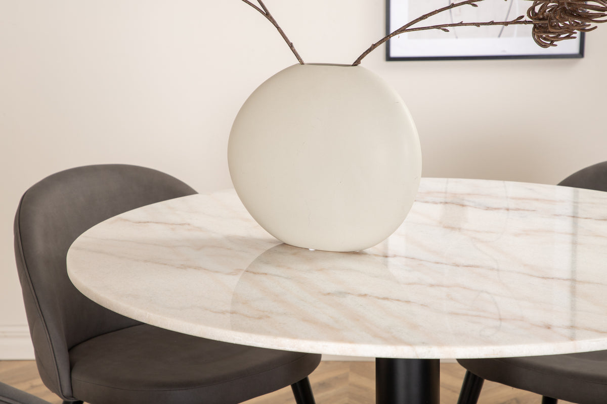 Venture Design Velvet & Estelle Matstolar Grå + Matbord ⌀106