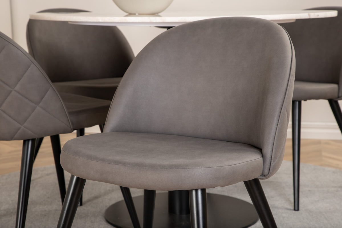 Venture Design Velvet & Estelle Matstolar Grå + Matbord ⌀106