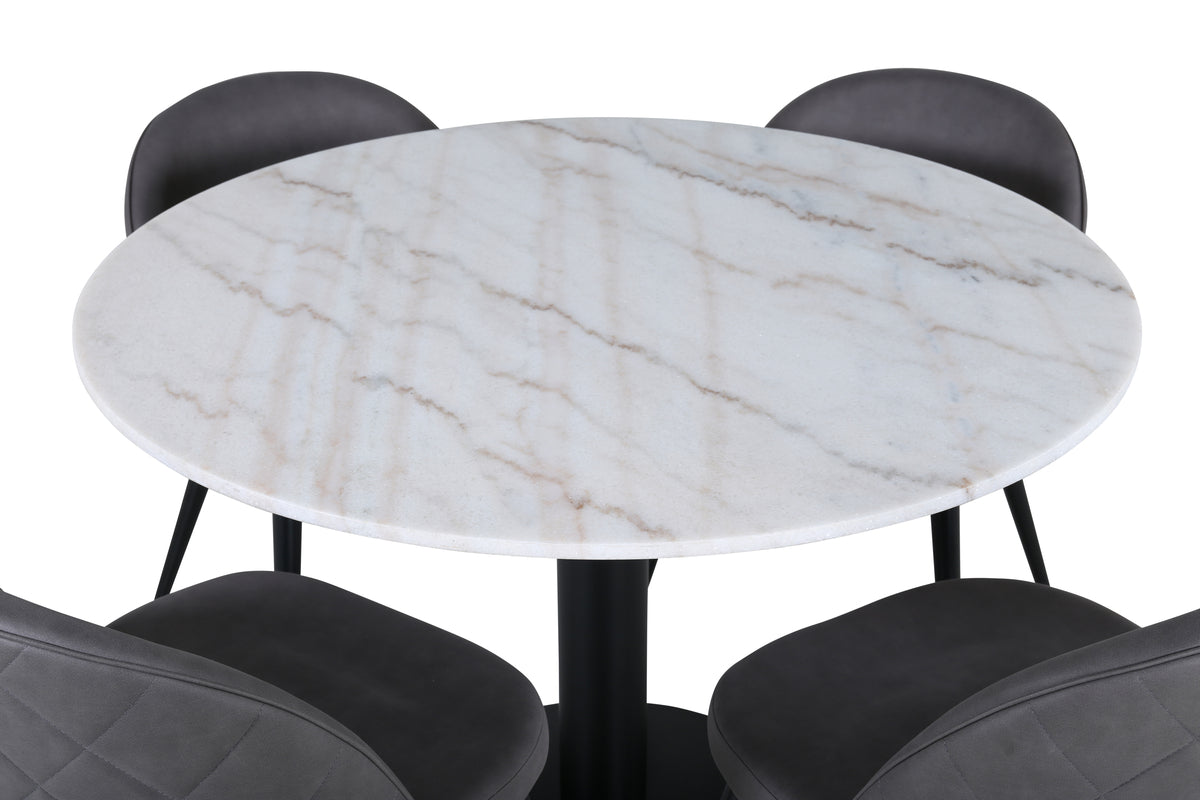 Venture Design Velvet & Estelle Matstolar Grå + Matbord ⌀106
