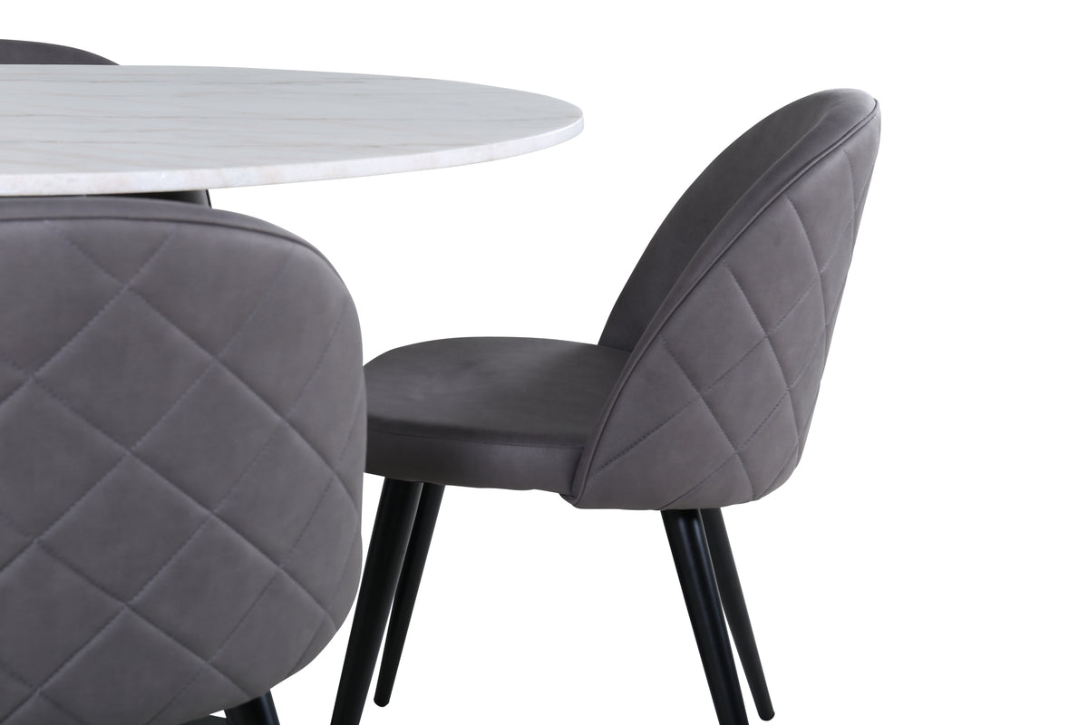 Venture Design Velvet & Estelle Matstolar Grå + Matbord ⌀106