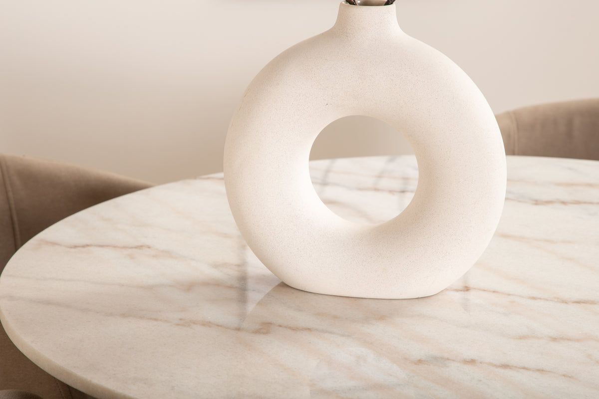 Venture Design Berit & Estelle Matstolar Beige + Runda Matbord ⌀106 Vit