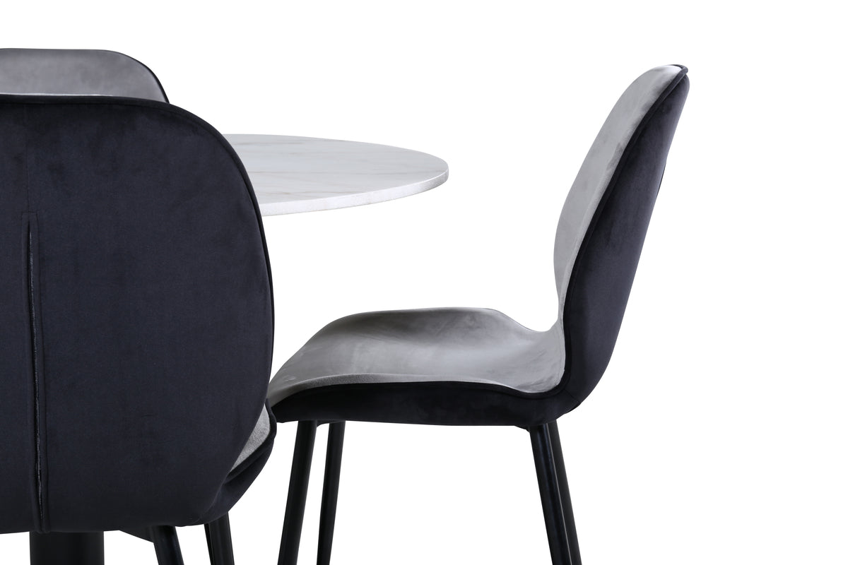 Venture Design Emma & Estelle Matstolar 2-pack Grå + Runda Matbord ⌀106 Vit