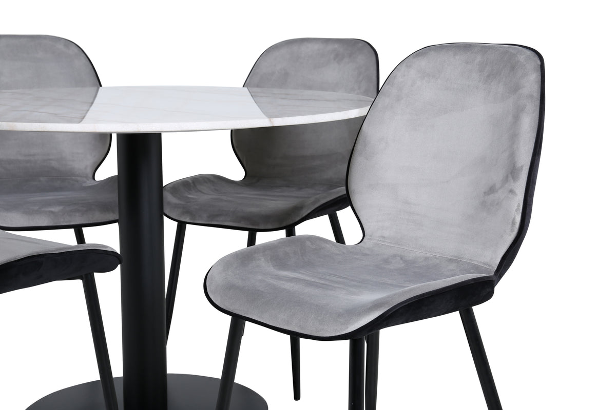 Venture Design Emma & Estelle Matstolar 2-pack Grå + Runda Matbord ⌀106 Vit