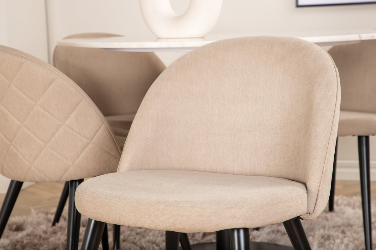 Venture Design Velvet & Estelle Matstolar Beige + Matbord ⌀106