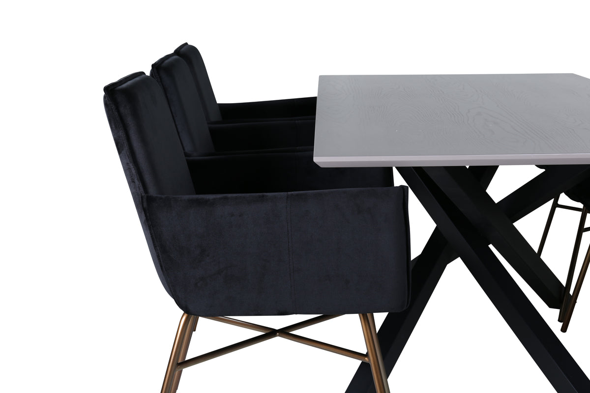 Venture Design Petra & Piazza Matstolar Svart + Rektangulära Matbord 180 x 90 Svart