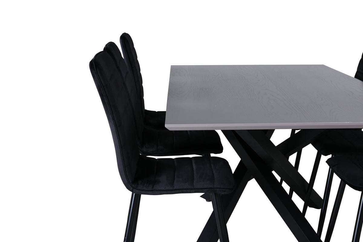 Venture Design Windu & Piazza Matstolar 2-pack Svart + Rektangulära Matbord 180 x 90 Svart