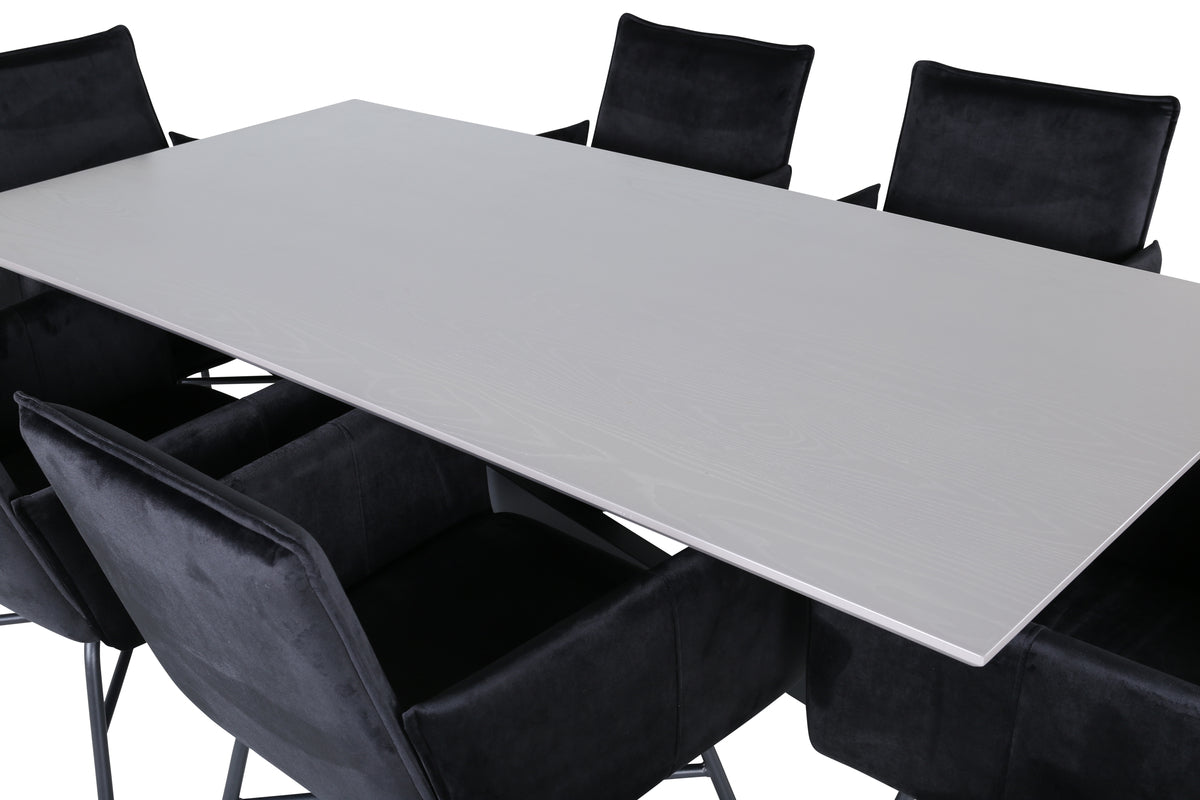 Venture Design Petra & Piazza Matstolar Svart + Matbord 90x180